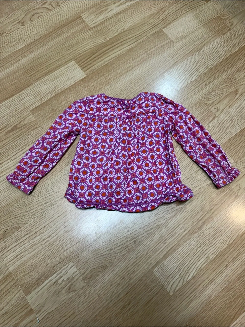 babyGap 18-24M Purple Floral Peplum Long Sleeve Blouse Cotton Girls Top Ruffle
